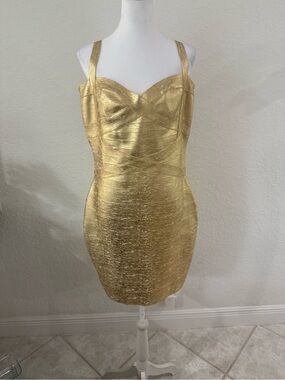 Gold Sleeveless Bodycon Dress